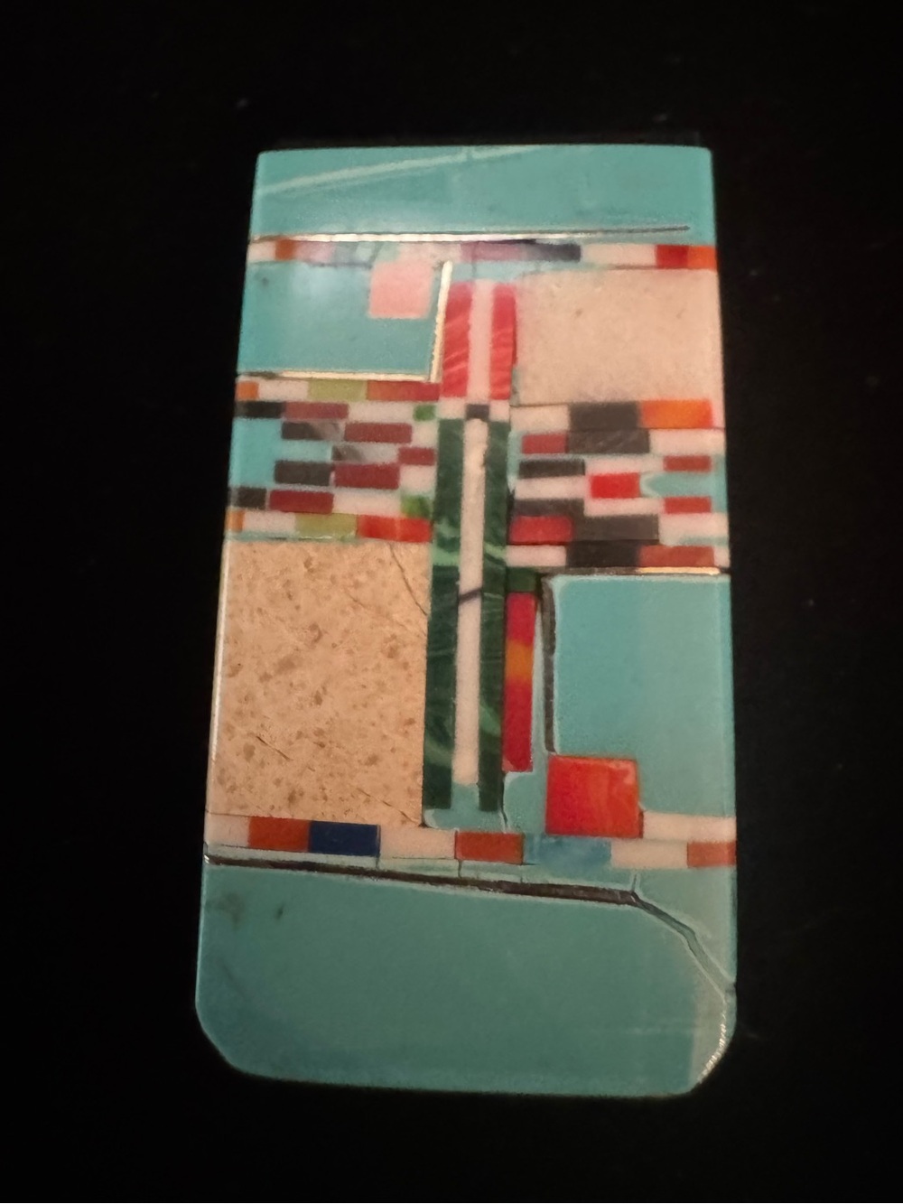 Turquoise Multi-Color‎ Inlay Money Clip - Picture 2 of 5